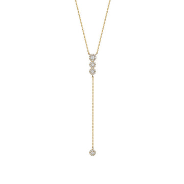 14kt Gold Halo Diamond Lasso Necklace