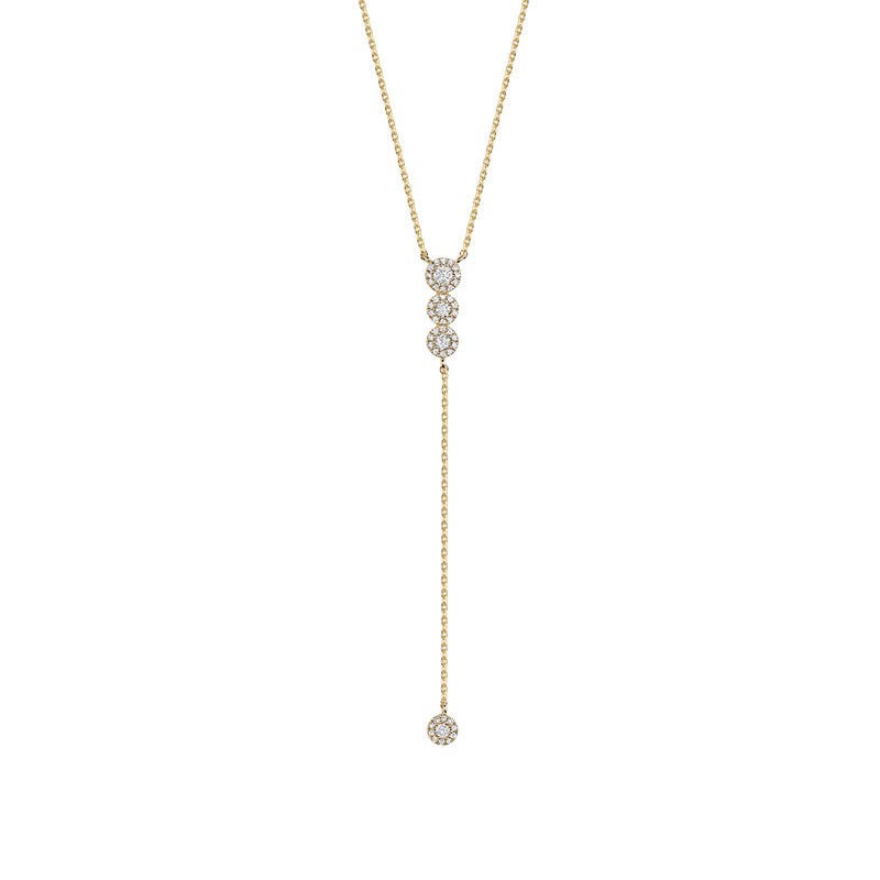 14kt Gold Halo Diamond Lasso Necklace