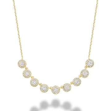 14kt Gold 9 Mini Halo Diamond Necklace