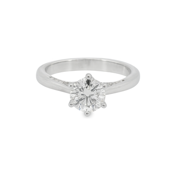 18kt White Gold 6 Claw with pave facing Shank Engagement Ring