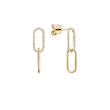 10kt Gold Diamond Paperclip Earrings