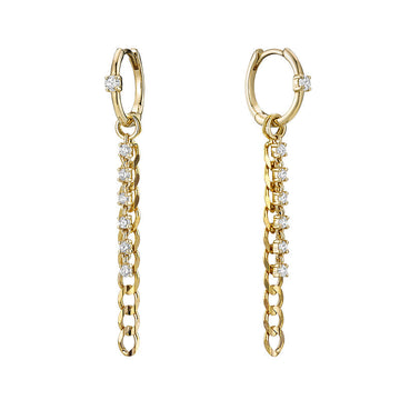14kt Gold Diamond Hoop with Curb Link Drops