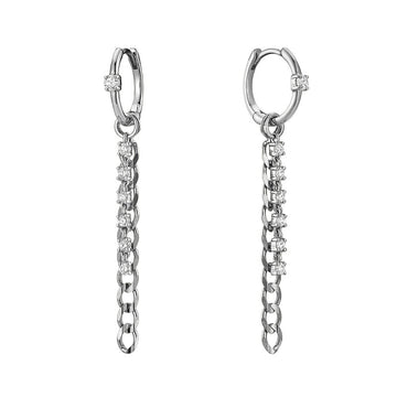 14kt Gold Diamond Hoop with Curb Link Drops
