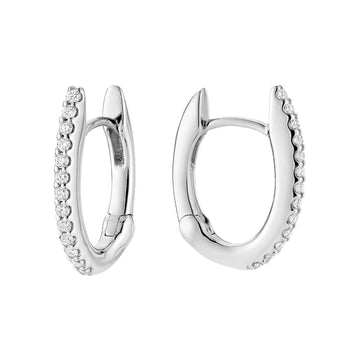 14kt U Shape Diamond Huggy Earrings