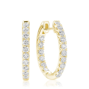 14kt Oval In Out Diamond Oval Hoops
