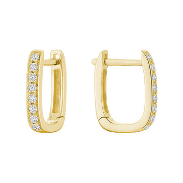 14kt Gold Small Symmetrical Oval Diamond Loop Earrings