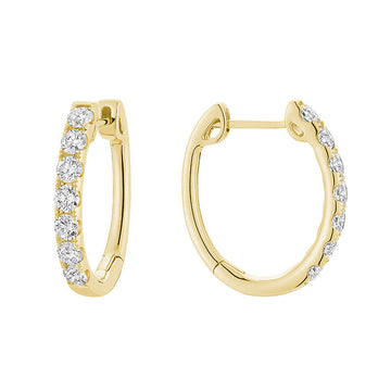 14kt Gold Medium Oval Diamond Huggie Earrings