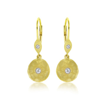 14kt Yellow Gold Diamond Disc Earrings