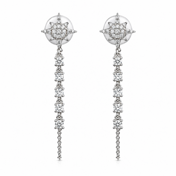14kt White Gold Diamond Starburst Drops