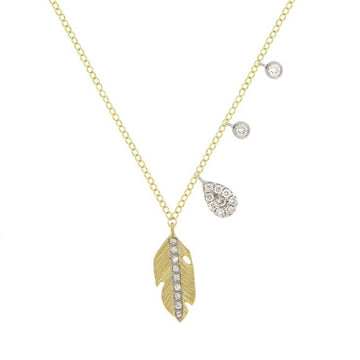 14kt Yellow Gold Signature Diamond Leaf Pendant