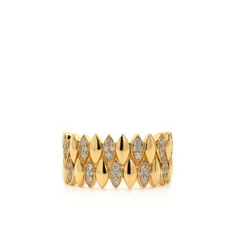14kt Yellow Gold 2 Row Marquise Shape Diamond Pave Ring