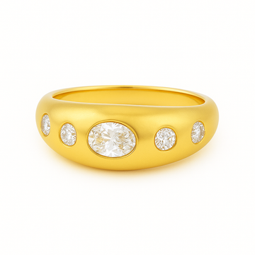 14kt Yellow Gold Taper Gypsy Domed Diamond Ring