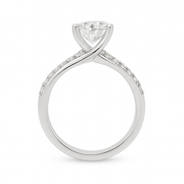 18kt White Gold Twist Pave NSEW Claws Engagement Ring