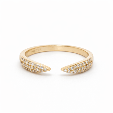 14kt Yellow Gold Split Pointed Pave Diamond Ring