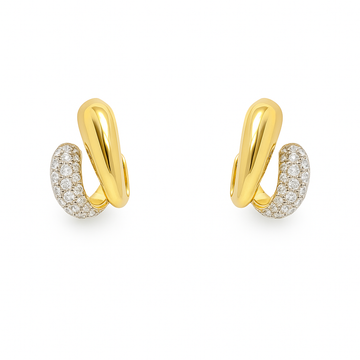 14kt White and Yellow Gold Double Open Swirl Earrings