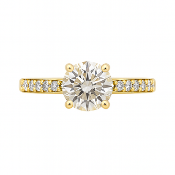18kt Yellow Gold Twist Pave NSEW Claws Engagement Ring