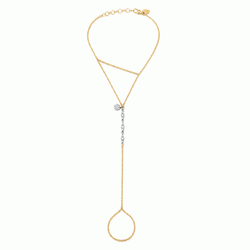 14kt Yellow Gold Diamond Hand Chain
