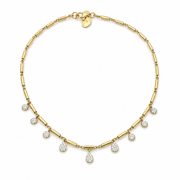 14kt Yellow Gold Pill Link Diamond Dangle Necklace