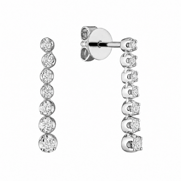 14kt Gold Claw Set Graduated Dangle Diamond Earrings