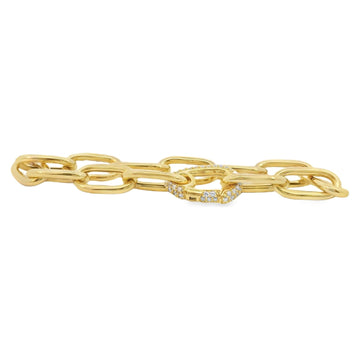 18kt Yellow Gold Oval Link 1 Pave Diamond Link Bracelet