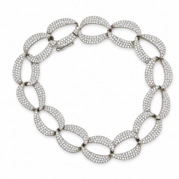 18kt White Gold Open Link Pavé Diamond Bracelet