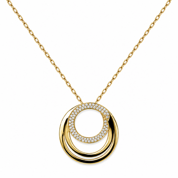 18kt Yellow Gold Multi Circle Diamond Pendant Necklace
