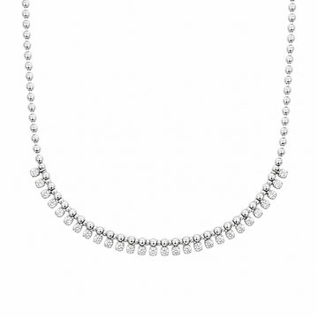 18kt White Gold Dangling Diamond on a Ball Chain