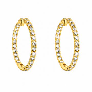 14kt Gold 3/4" Inside-Out .90tw Diamond Hoop Earrings