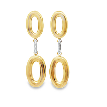 14kt Yellow Gold Puffed Double Oval Drop Earrings