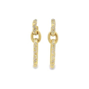 14kt Yellow Gold Gypsy Oval Diamond Drop Earrings