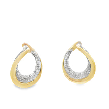 18kt Yellow Gold Double Diamond Open Crescent Earring