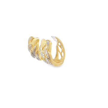 18kt Yellow Gold Wide Pave Curb Diamond Earrings