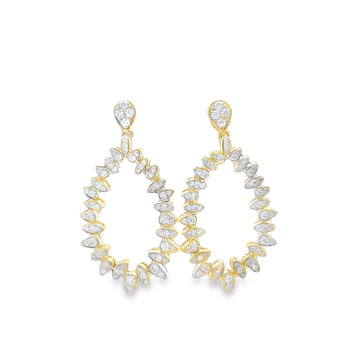 18kt Yellow Gold Open Pear Diamond Spike Link Earrings