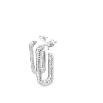 18kt White Gold Baguette Diamond Hoop Earrings