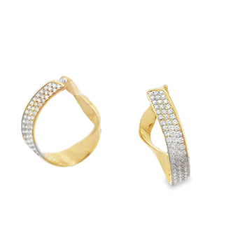 18kt Yellow Gold 3 Row Twist Pave Diamond Earrings