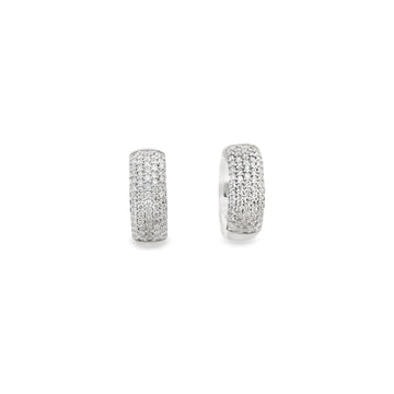 18kt White Gold 5 Row 3.5 inch Pave Diamond Hoop Earrings
