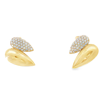 14kt Yellow Gold Double Tear Drop Pave Diamond Earring