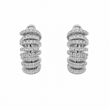 18kt White Gold Alternating Diamond Bar Half-Inch Earrings