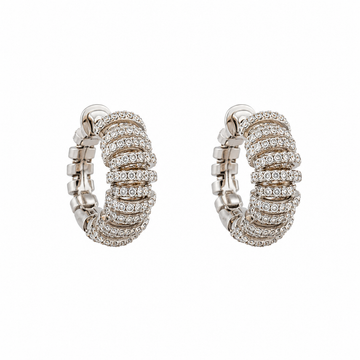 18kt White Gold Alternating Diamond Bar Half-Inch Earrings
