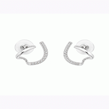 18kt White Gold Wavy Double Bar Diamond Earrings