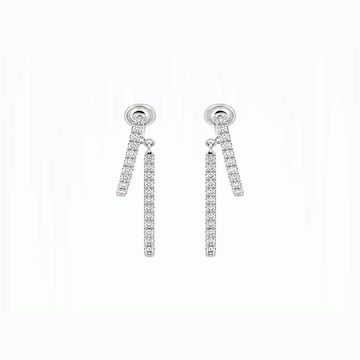 18kt White Gold Double Bar Diamond Dangle Earrings