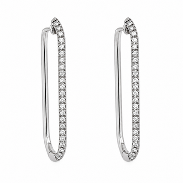 18kt Diamond Elongated Oval Shaped Drop Earrings