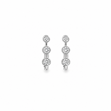 18kt Gold Graduated Diamond Bezel Set Hoops