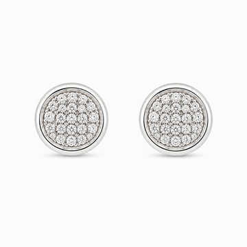 18kt White Gold Round Pavé Diamond Stud Earrings