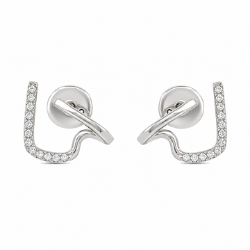18kt White Gold Double Bar Pavé Diamond Hoop Earrings