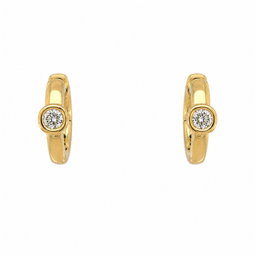18kt Yellow Gold Bezel-Set Round Brilliant Diamond Hoop Earrings