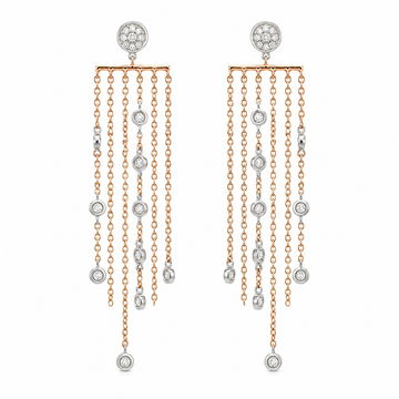 14kt Yellow Gold White Gold Diamond Dangle Chain Diamond Bezel