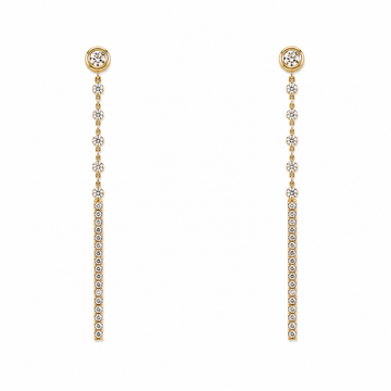 14kt Yellow & White Gold Diamond Bar Drop Earrings