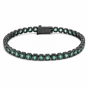 18kt White and Blackened Gold Teal Sapphire Tennis Bracelet