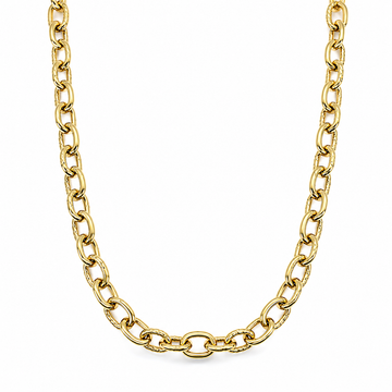 14kt Yellow Gold Oval Alternating Braid & High Polish Link Chain Necklace